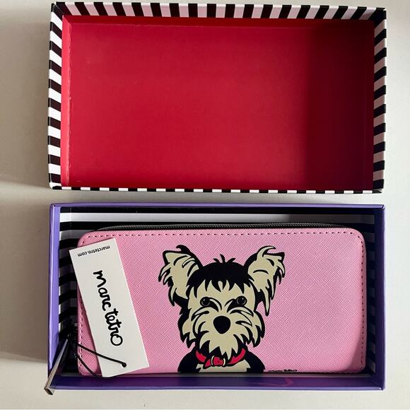 Marc Tetro NWT Pink Yorkie Dog Zip Around Wallet + FREE GIFT - Picture 3 of 6